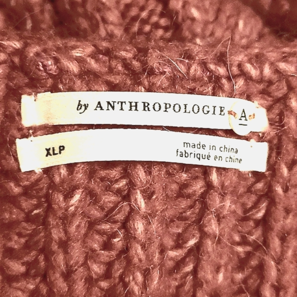 Anthropologie Ramona Dark Pink Vneck Cable Knit Sweater Chunky Oversized… - Picture 13 of 13